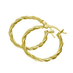 Gold Plated Sterling Silver Twisted Creole 25mm Hoop Earrings