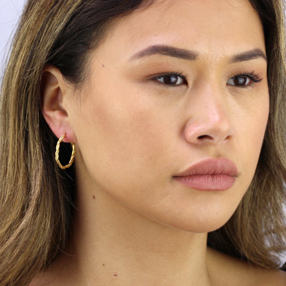 Gold Plated Sterling Silver Twisted Creole 25mm Hoop Earrings