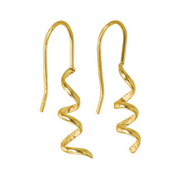 Gold Plated Sterling Silver Corkscrew Twist Dangle Earrings