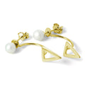 Gold Plated Sterling Silver Pearl Ear Jacket Stud Earrings