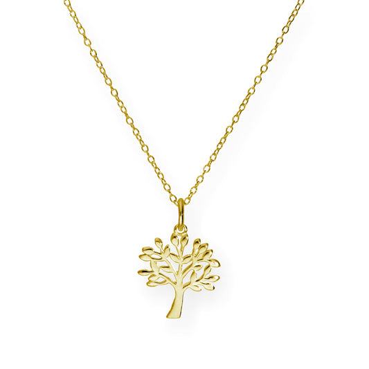 Gold Plated Sterling Silver 18 Inch Oak Tree Necklace