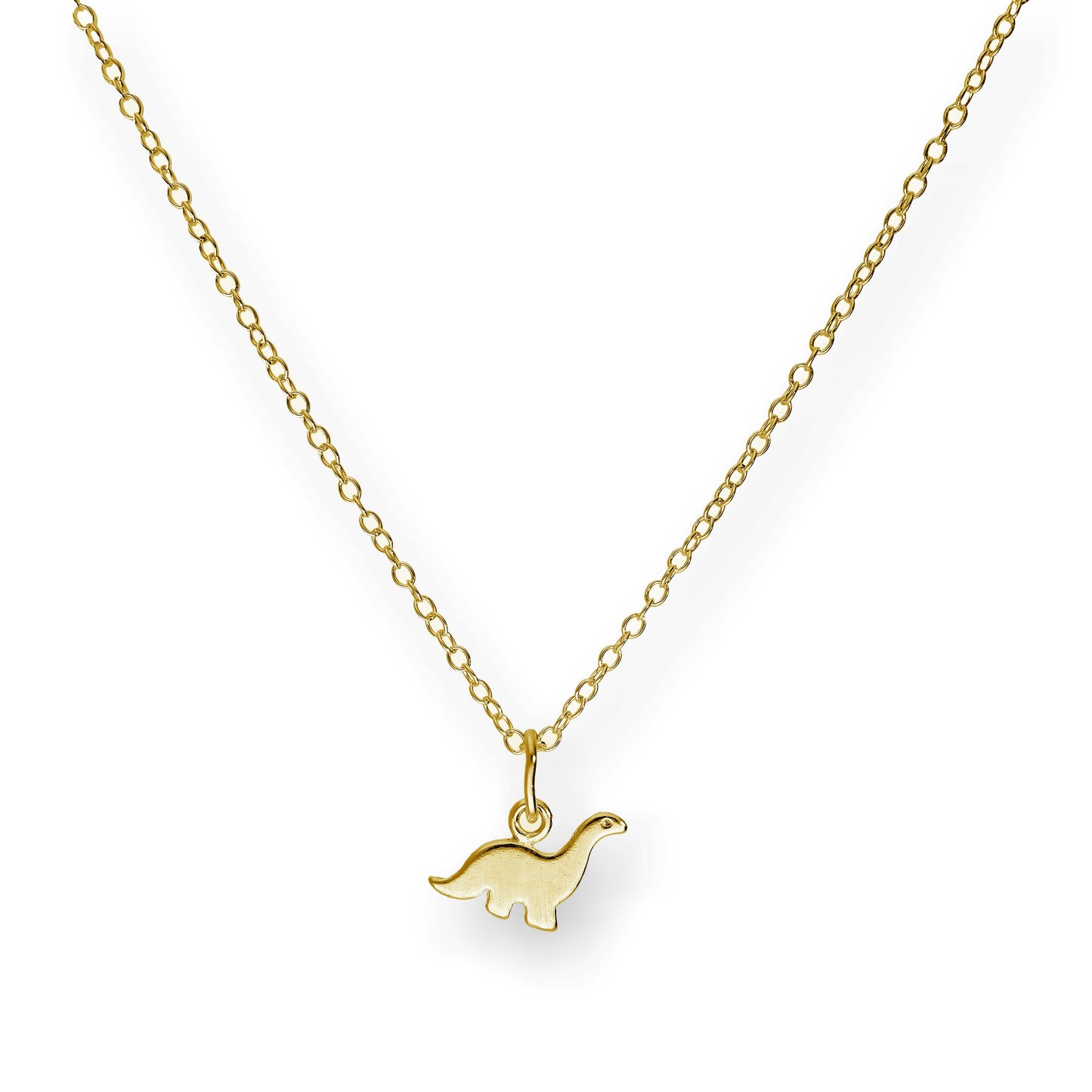 Small Gold Plated Sterling Silver 18 Inch Dinosaur Necklace