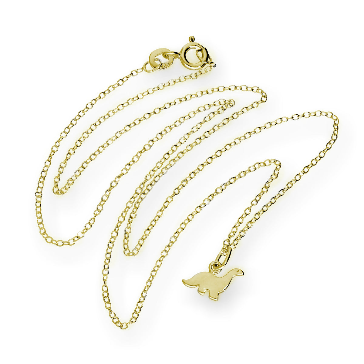 Small Gold Plated Sterling Silver 18 Inch Dinosaur Necklace