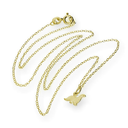 Small Gold Plated Sterling Silver 18 Inch Dinosaur Necklace