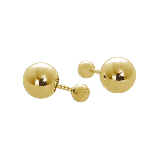 Gold Plated Sterling Silver Double Sided 8mm & 4mm Ball Stud Earrings - jewellerybox