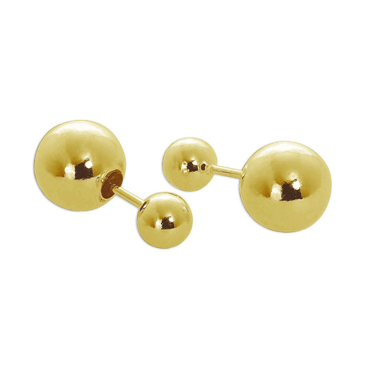 Gold Plated Sterling Silver Double Sided 6mm Ball Stud Earrings