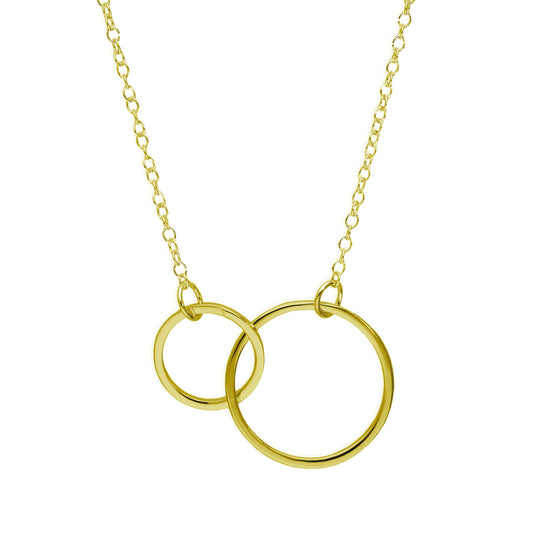 Gold Plated Sterling Silver Karma Circles 17 Inch Necklace