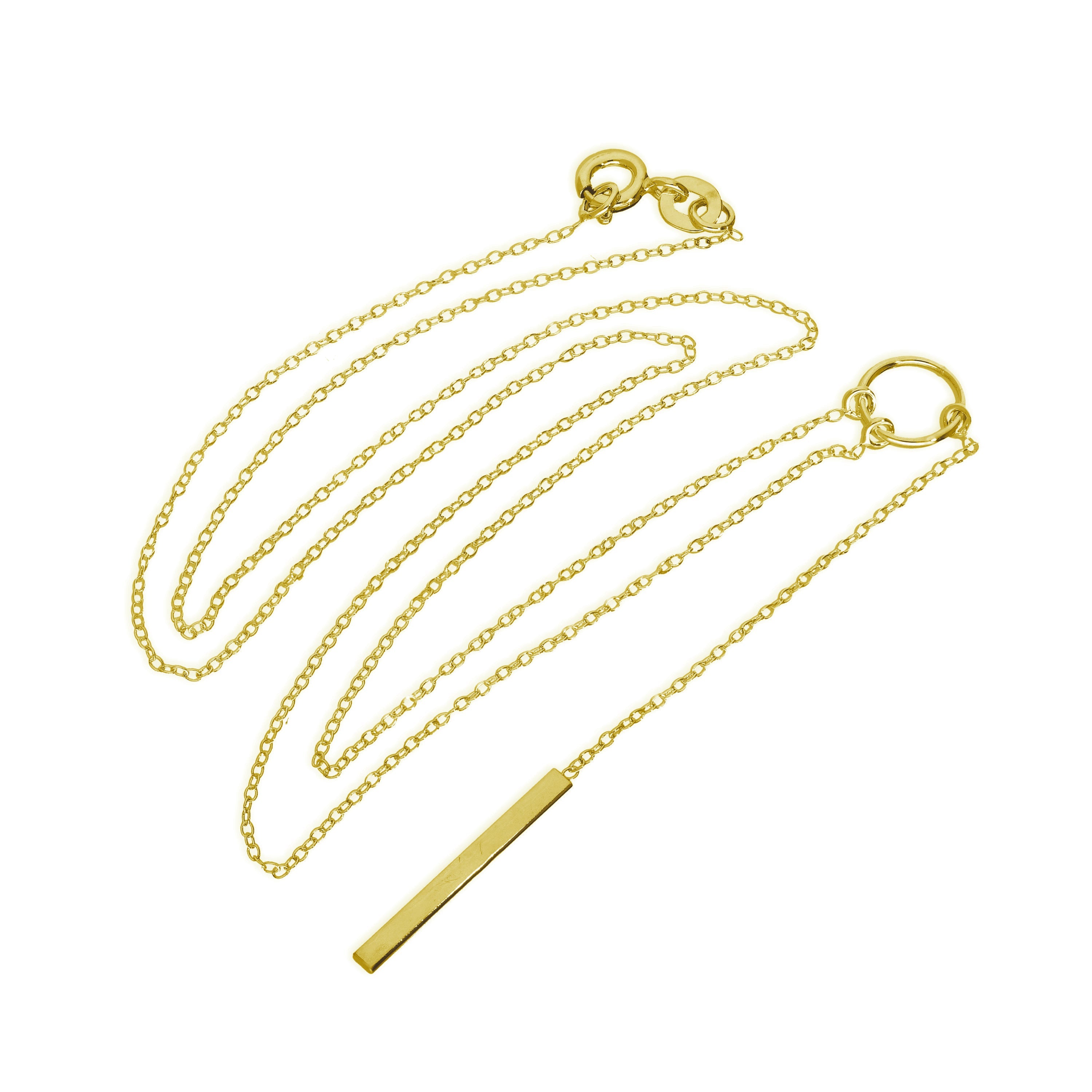 Gold Plated Sterling Silver Circle & Bar 18 Inch Necklace