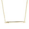 Yellow Gold Plated Sterling Silver CZ Engravable Bar Necklace 18 Inch