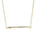 Yellow Gold Plated Sterling Silver CZ Engravable Bar Necklace 18 Inch