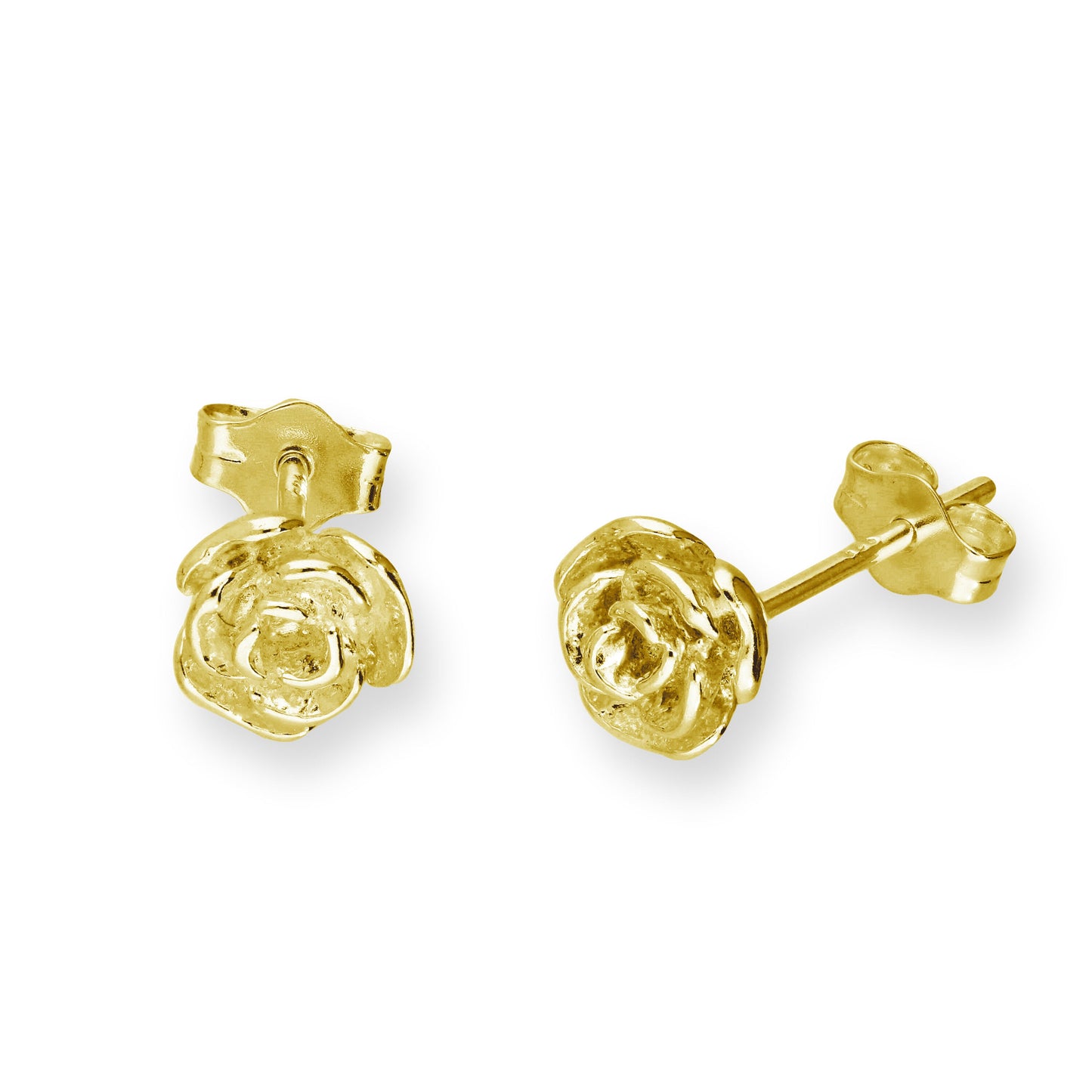 Gold Plated Sterling Silver Rose Bud Stud Earrings