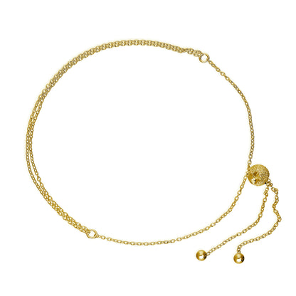 Gold Plated Sterling Silver Frosted Bead Adjustable Bracelet