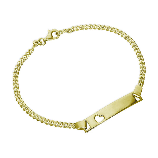 Gold Plated Sterling Silver Engravable ID Bracelet 5.5 Inches - jewellerybox