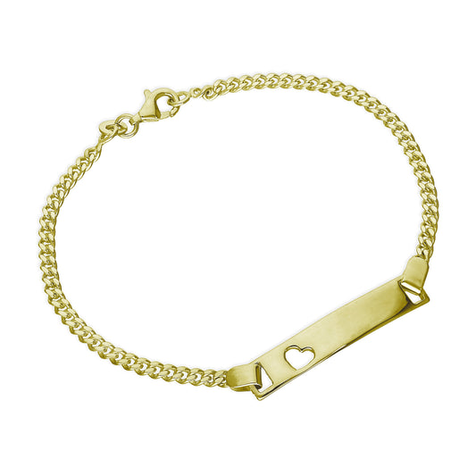 Gold Plated Sterling Silver Engravable ID Bracelet 7.5 Inches
