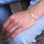 Gold Plated Sterling Silver Engravable ID Bracelet 7.5 Inches