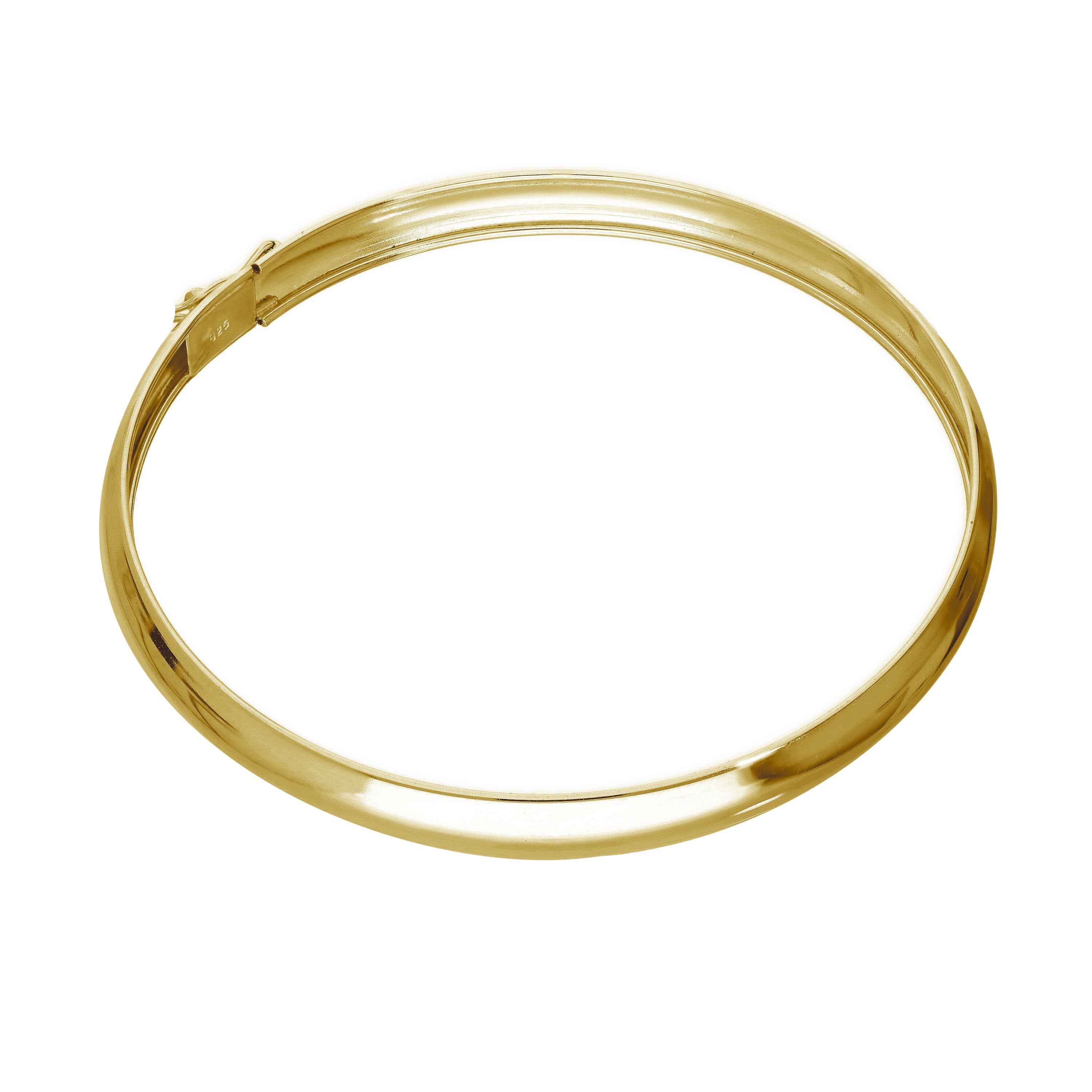 Gold Plated Sterling Silver 65mm Adult Hinged Bangle