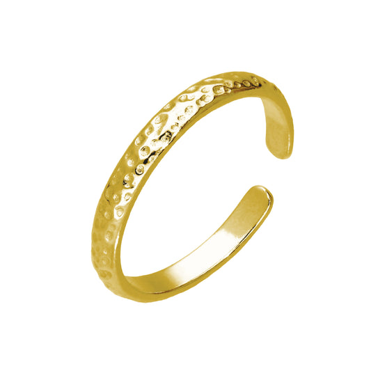 Gold Plated Sterling Silver Hammered Adjustable Toe Ring
