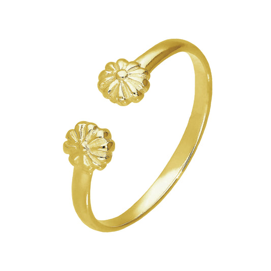 Gold Plated Sterling Silver Flowers Adjustable Toe Ring