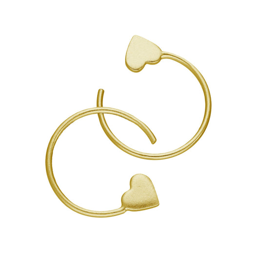 Gold Plated Sterling Silver Heart Pull Through Earrings