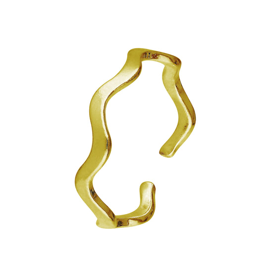 Gold Plated Sterling Silver Wavy Band Toe Ring