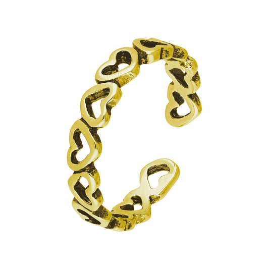 Gold Plated Sterling Silver Hearts Toe Ring