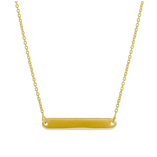 Gold Plated Sterling Silver Engravable Bar 17 Inch Necklace - jewellerybox