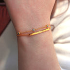 Gold Plated Sterling Silver Aquamarine CZ Adjustable Bracelet