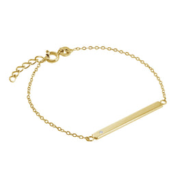 Gold Plated Sterling Silver & CZ Womens ID Bracelet 7 Inches