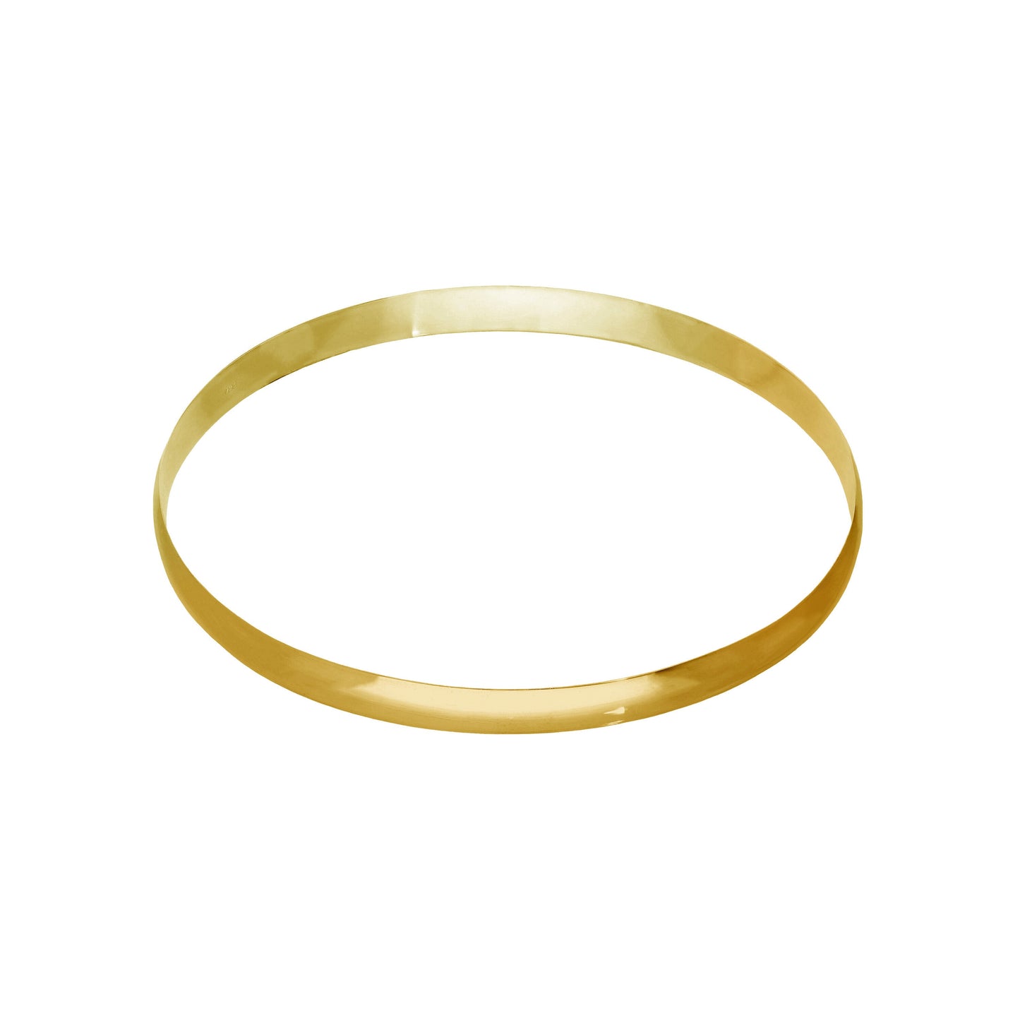 Gold Plated Sterling Silver Plain Round 65mm Bangle