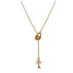 Rose Gold Plated Sterling Silver Key Padlock Drop Necklace