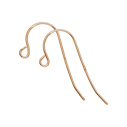 Rose Gold Plated Sterling Silver Plain Earring Wire