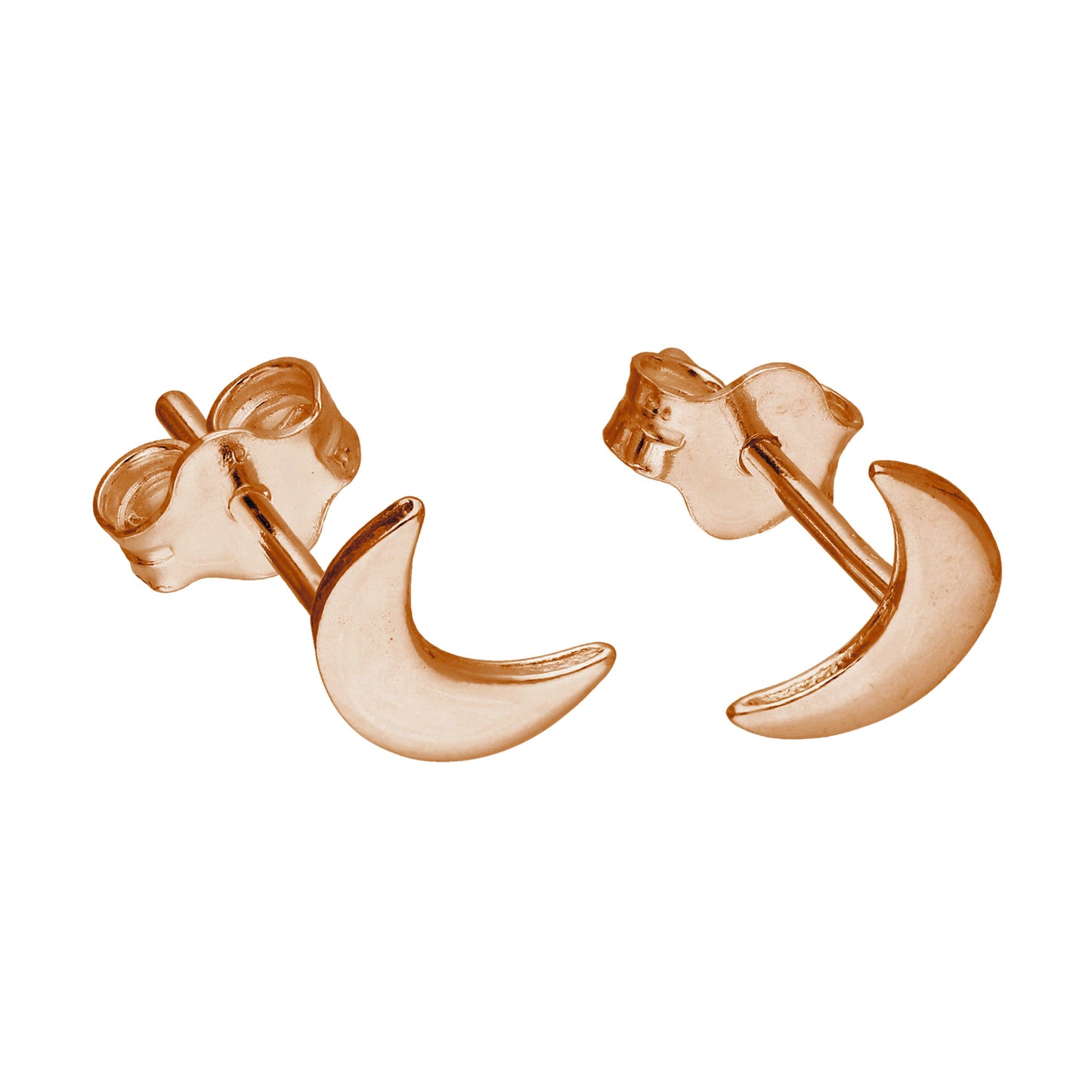 Small Rose Gold Plated Sterling Silver Moon Stud Earrings