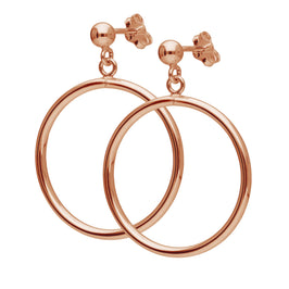 Rose Gold Plated Sterling Silver Circle Ball Stud Drop Earrings