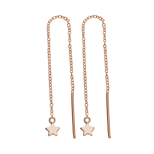 Rose Gold Plated Sterling Silver Star Pull Through Earrings