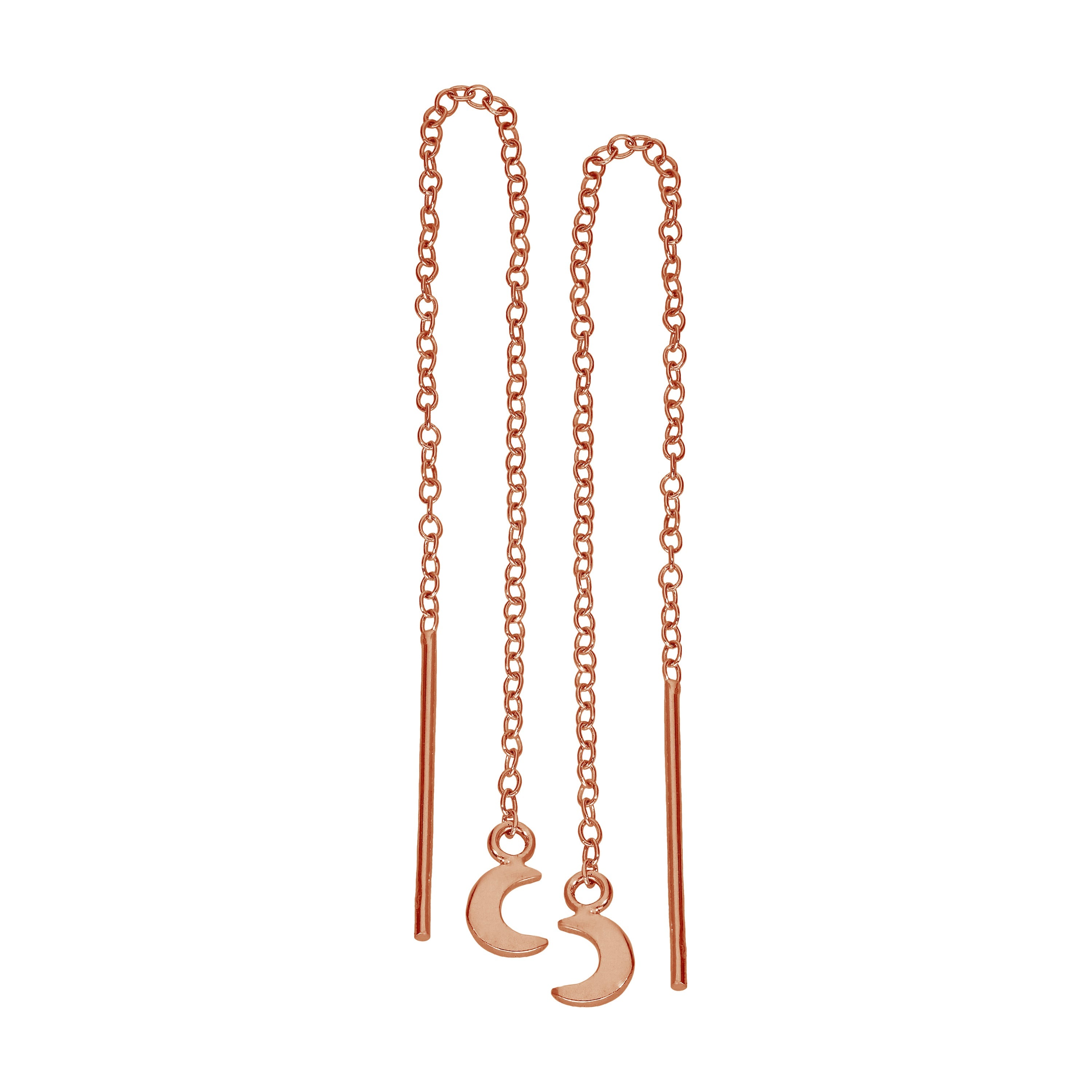 Rose Gold Plated Sterling Silver Moon Pull Through Earrings
