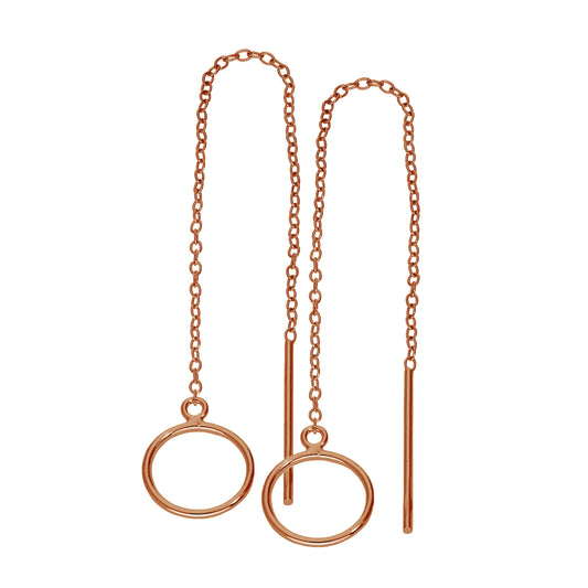 Rose Gold Plated Sterling Silver Karma Circle Pull Through Earrings