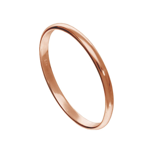 X Large Rose Gold Plated Sterling Silver 2mm D Shaped Stacking Ring - jewellerybox