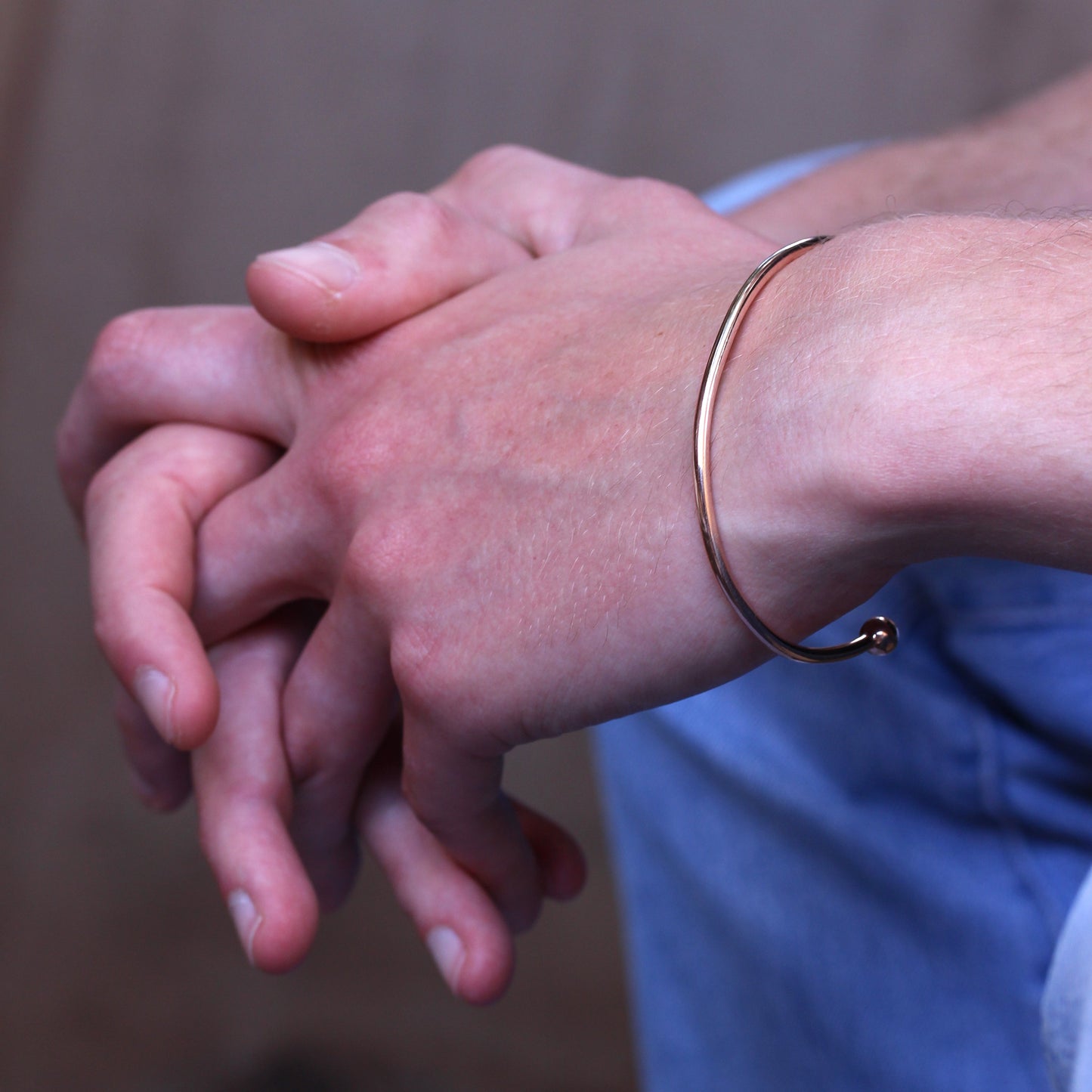 Rose Gold Plated Sterling Silver Torque Mens Bangle