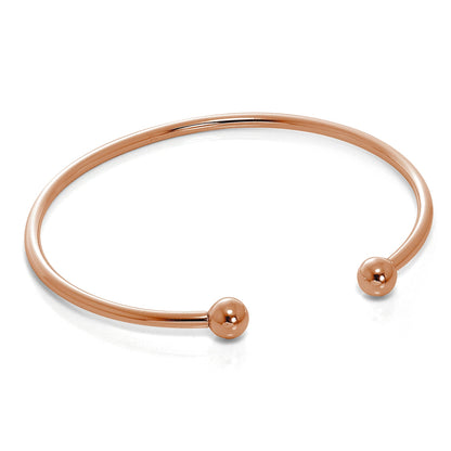 Rose Gold Plated Sterling Silver Torque Mens Bangle
