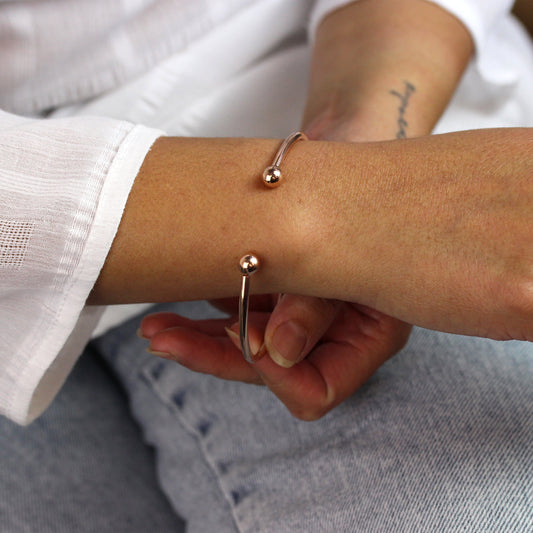 Rose Gold Plated Sterling Silver Torque Mens Bangle