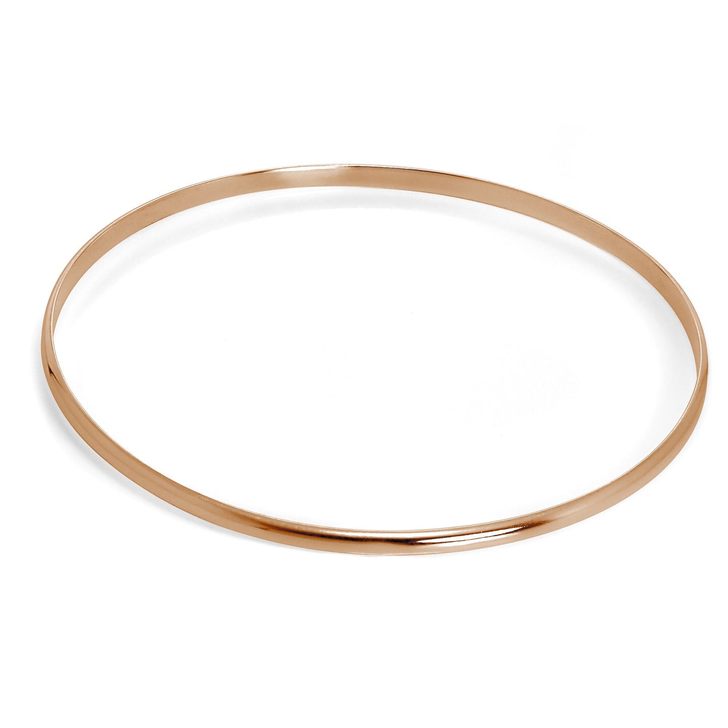 Rose Gold Plated Simple Sterling Silver Plain 3mm Bangle