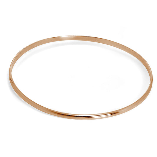 Rose Gold Plated Simple Sterling Silver Plain 3mm Bangle