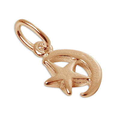 Tiny Rose Gold Plated Sterling Silver Moon & Star Charm
