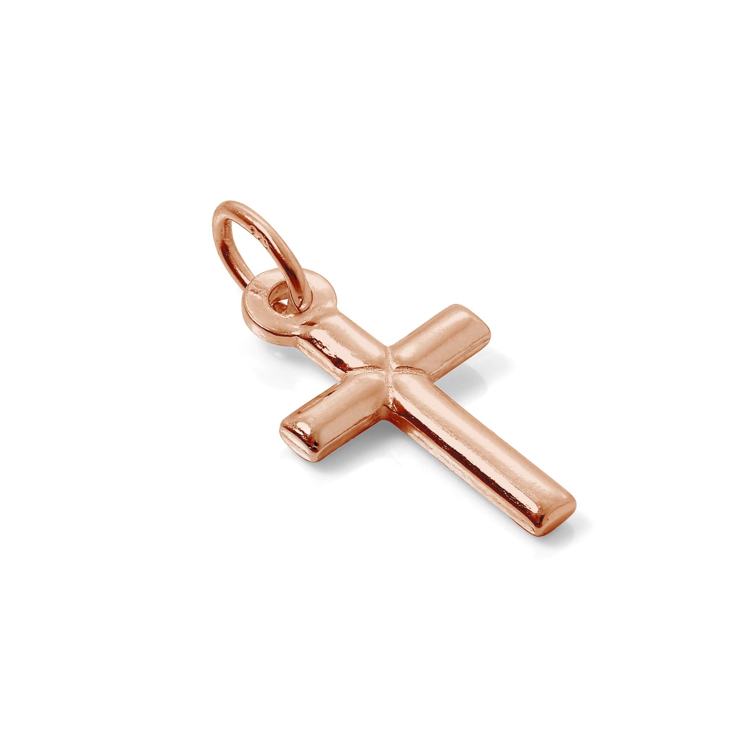 Small Rose Gold Plated Plain Sterling Silver Cross Charm