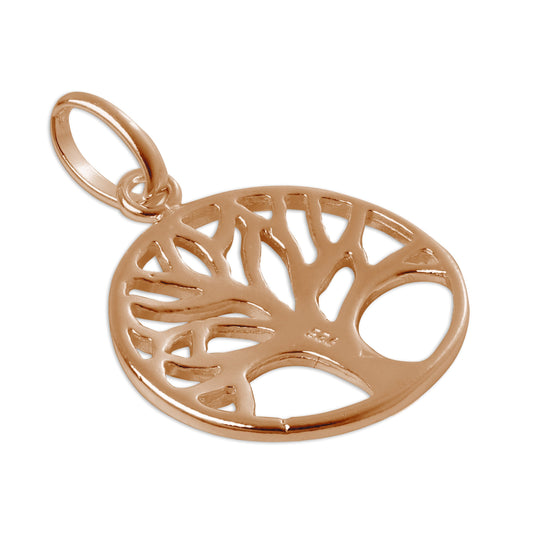 Rose Gold Plated Sterling Silver Filigree Tree Disc Charm
