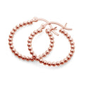 Rose Gold Plated Sterling Silver 21mm Beaded Hoop Earrings