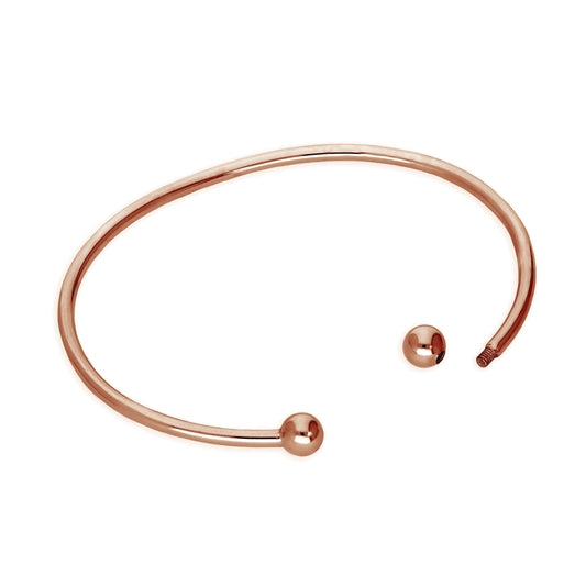 Rose Gold Plated Sterling Silver Ladies Opening Torque Bangle