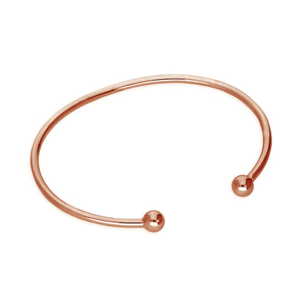 Rose Gold Plated Sterling Silver Ladies Opening Torque Bangle