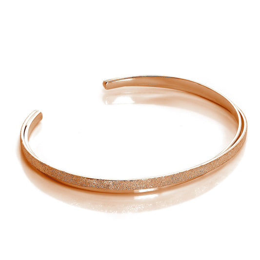 Rose Gold Plated Sterling Silver Double Band Frosted Bangle