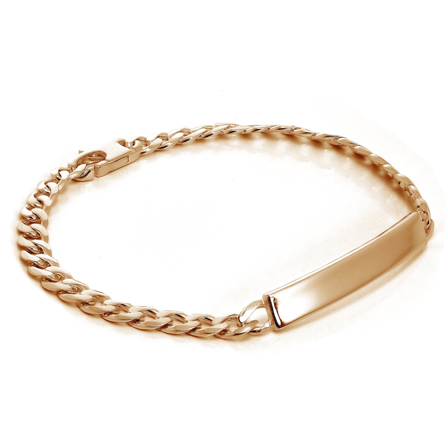 Rose Gold Plated Sterling Silver 7mm Curb ID Bracelet